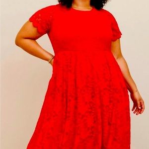 TORRID RED LACE FIT AND FLARE DRESS SIZE 3
